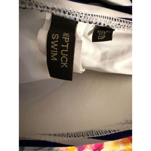 Niptuck Women's 10 Twist Front One Piece Swimsuit Blue Sorrento Stripe Nautical - Picture 10 of 14